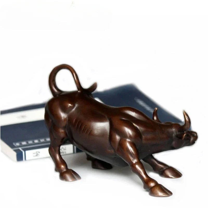 12cm brass bull figurine by Perfecsy, charging stock market sculpture for home office decor on Tampa Home & Garden Store