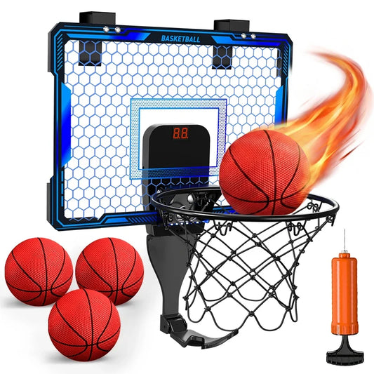 Basketball hoop wall-mounted mini set with 7-LED scoreboard, 3 play modes FLIPSTYLEZLLC on Tampa Home & Garden Store