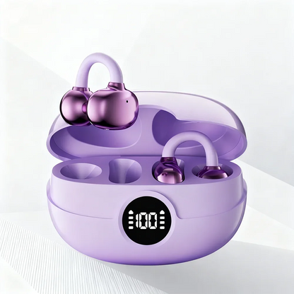 Purple plated wireless earphones in case, 2 earbuds Bluetooth headset with long life on Tampa Home & Garden Store