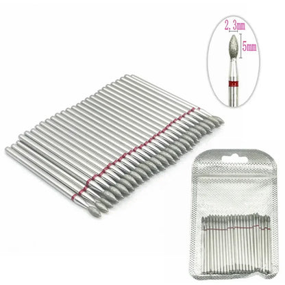 Diamond nail drill bits set 50pc for manicures; silver bits with red band for cuticle cleanup on Tampa Home & Garden Store