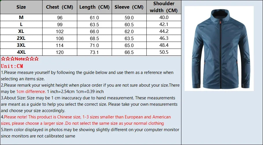 Men Sunscreen Jacket blue by UpTrend Deals, full-zip stand-collar breathable waterproof protection on Tampa Home & Garden Store