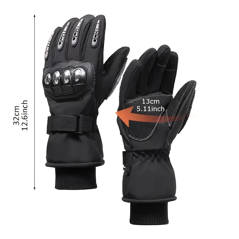 Winter Warm Waterproof Windproof Motorcycle Gloves BikerZoneZ black pair with knuckle armor on Tampa Home & Garden Store