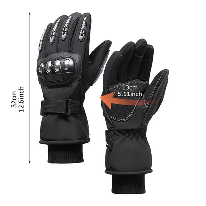 Winter Warm Waterproof Windproof Motorcycle Gloves BikerZoneZ black pair with knuckle armor on Tampa Home & Garden Store