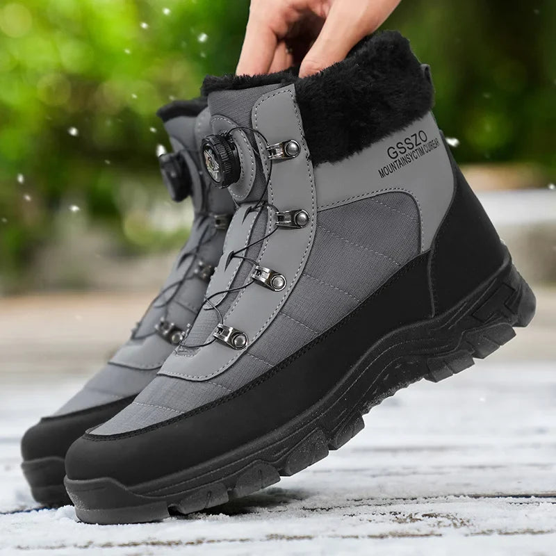 Mens Winter Snow Boots grey upper with black rugged sole and faux fur trim by UpTrend Deals on Tampa Home & Garden Store