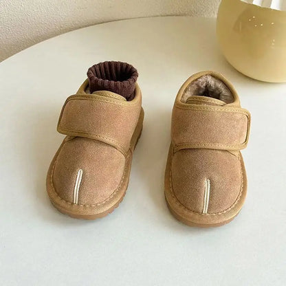 Kids Winter Snow Boots tan faux suede with warm plush lining, anti-slip sole UpTrend Deals on Tampa Home & Garden Store