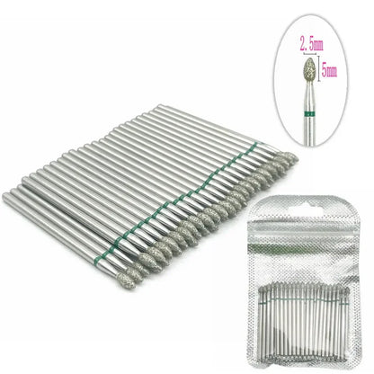 Diamond nail drill bit set by Silcy Skin, 50pc, coated bits with green bands for manicure on Tampa Home & Garden Store