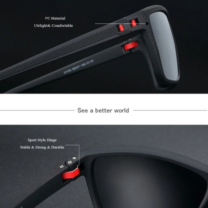 BARCUR polarized sunglasses with lightweight black frame and red hinges UV400 TAC lenses on Tampa Home & Garden Store