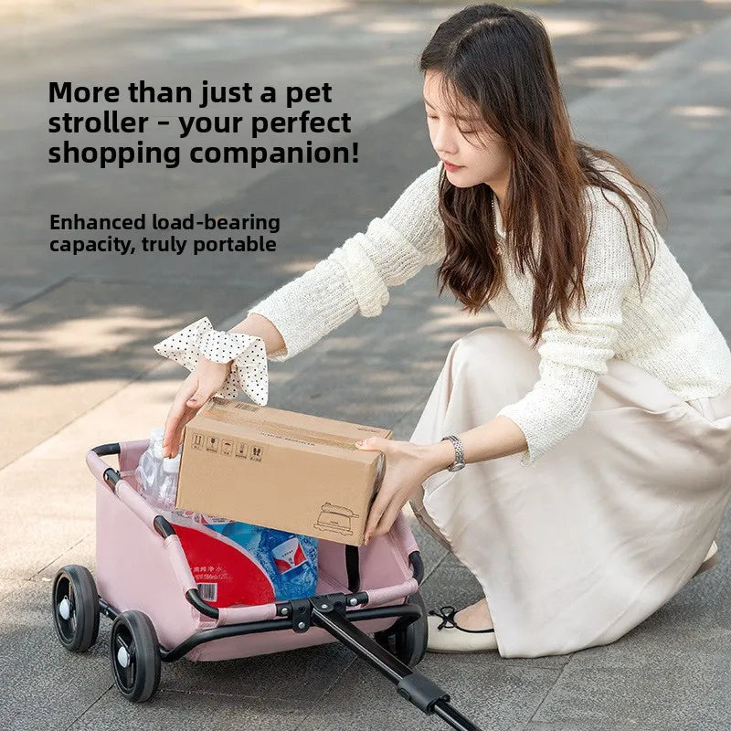 Pet Zen pink 4-wheel dog stroller with sunshade cover for small dogs and cats on Tampa Home & Garden Store