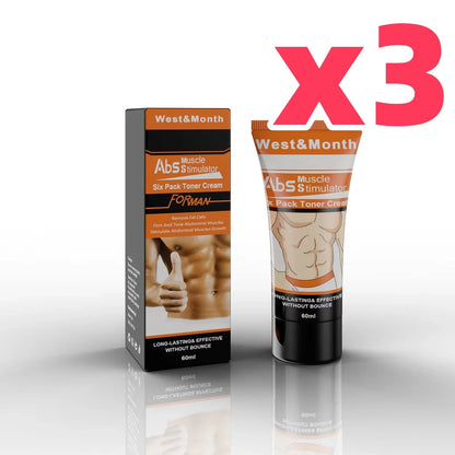Abs Muscle Stimulator Six Pack Toner Cream tube and box, orange black West&Month packaging 60ml on Tampa Home & Garden Store