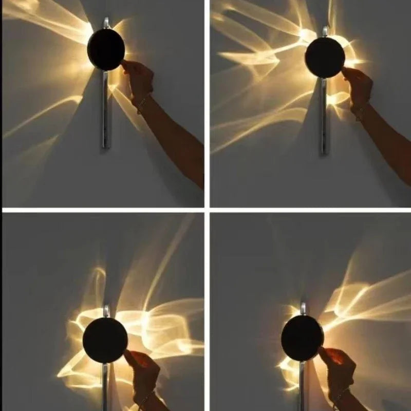 Stainless Rotatable LED Wall Sconce Creative Shadow Light Bedroom Bedside Stairs