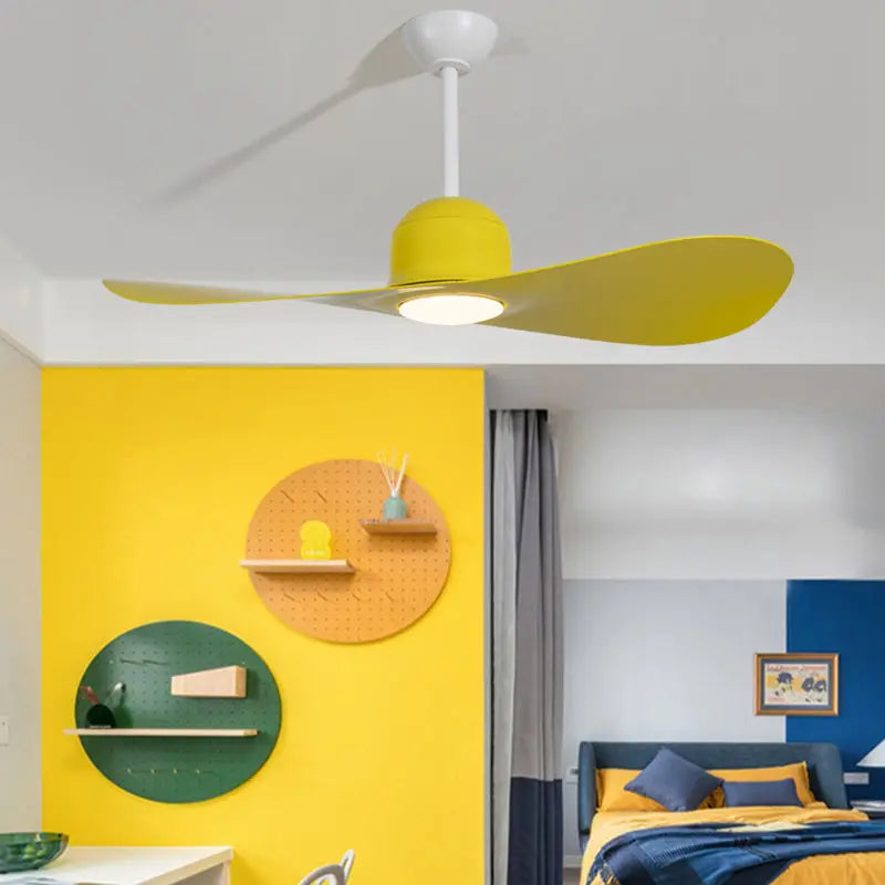 DecorBites Kids Double-Leaf Ceiling Fan Light, yellow, adjustable speed, silent on Tampa Home & Garden Store