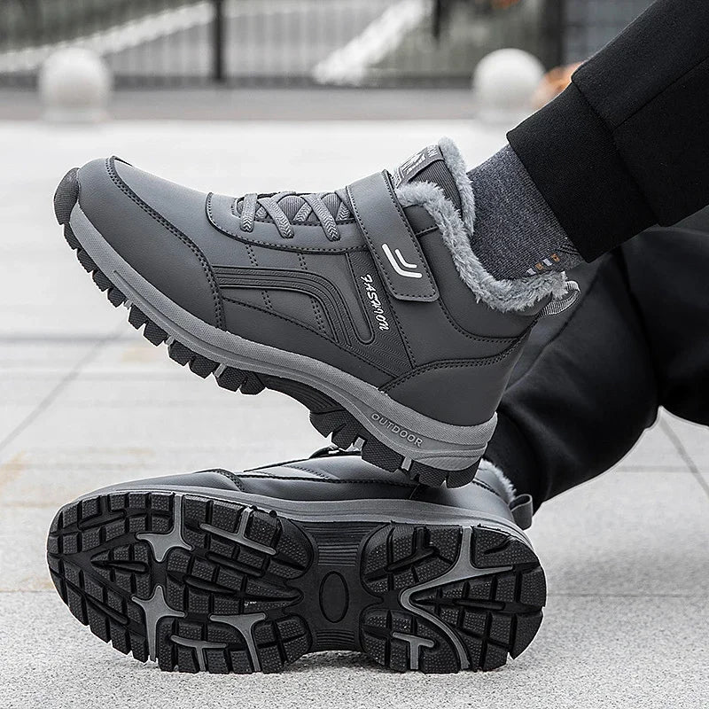 Mens Waterproof Winter Snow Boots by UpTrend Deals in gray with fur lining and rugged outsole on Tampa Home & Garden Store