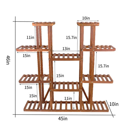 11 Tier Wooden Plant Stand for Indoor and Outdoor