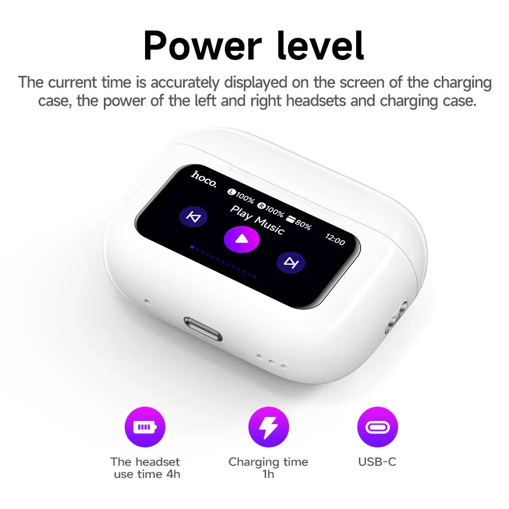 HOCO EW72 Lite wireless earbuds with LED power display in white charging case FLIPSTYLEZLLC on Tampa Home & Garden Store