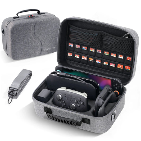 Nintendo Switch 2 hard shell travel case with built-in cartridge organizer and top handle on Tampa Home & Garden Store