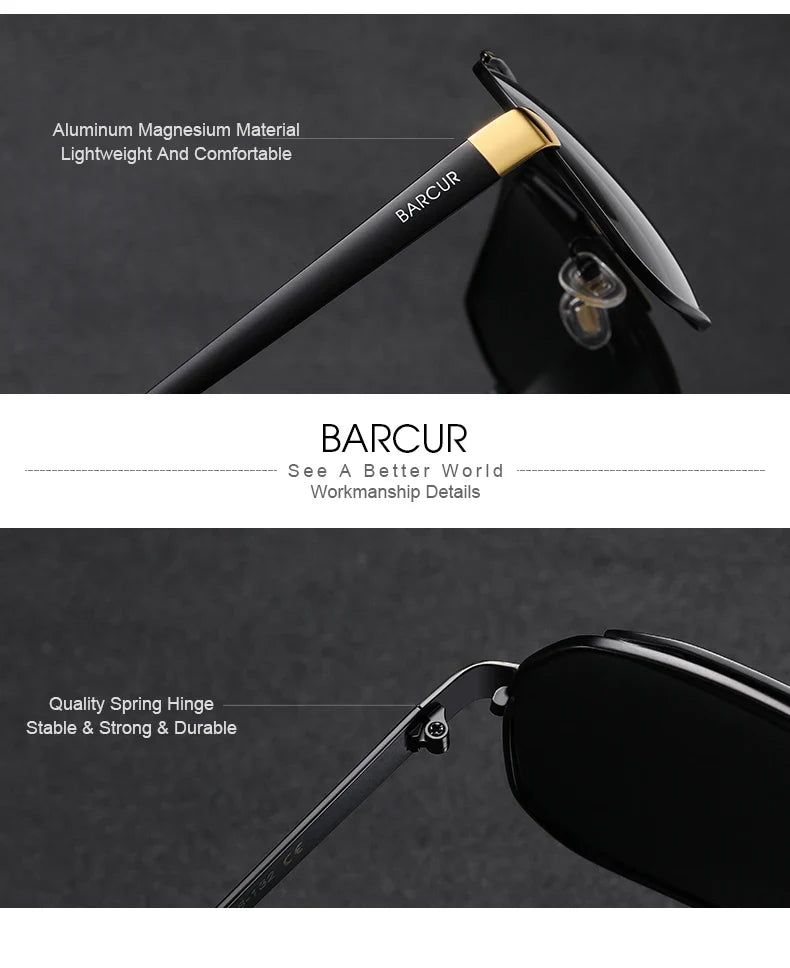 BARCUR polarized sports sunglasses for men aluminum magnesium frame black gradient UV400 lenses on Tampa Home & Garden Store