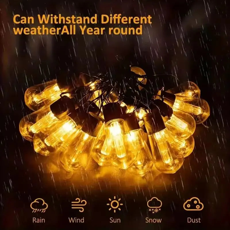 Perfecsy 1pc solar bulbs string lights, warm amber glow, outdoor waterproof for garden terrace on Tampa Home & Garden Store