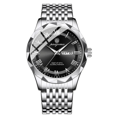 Men's minimalist quartz watch with stainless steel band and black dial UpTrend Deals on Tampa Home & Garden Store