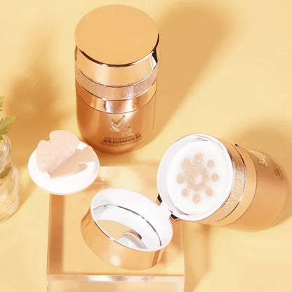 Silcy Skin air cushion BB cream gold compact duo with butterfly logo, includes white puff on Tampa Home & Garden Store