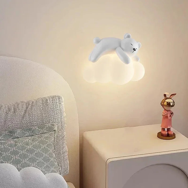 DecorBites Kids LED Bear Wall Lamp on a soft cloud night light in a nursery on Tampa Home & Garden Store