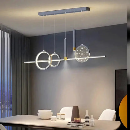DecorBites LED Pendant Chandeliers with circular rings and starry disk for modern dining on Tampa Home & Garden Store