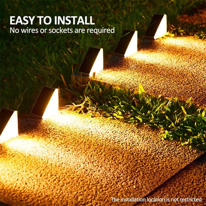 Outdoor Solar Step Lights Warm White RGB IP67 Waterproof Pathway Patio Yard
