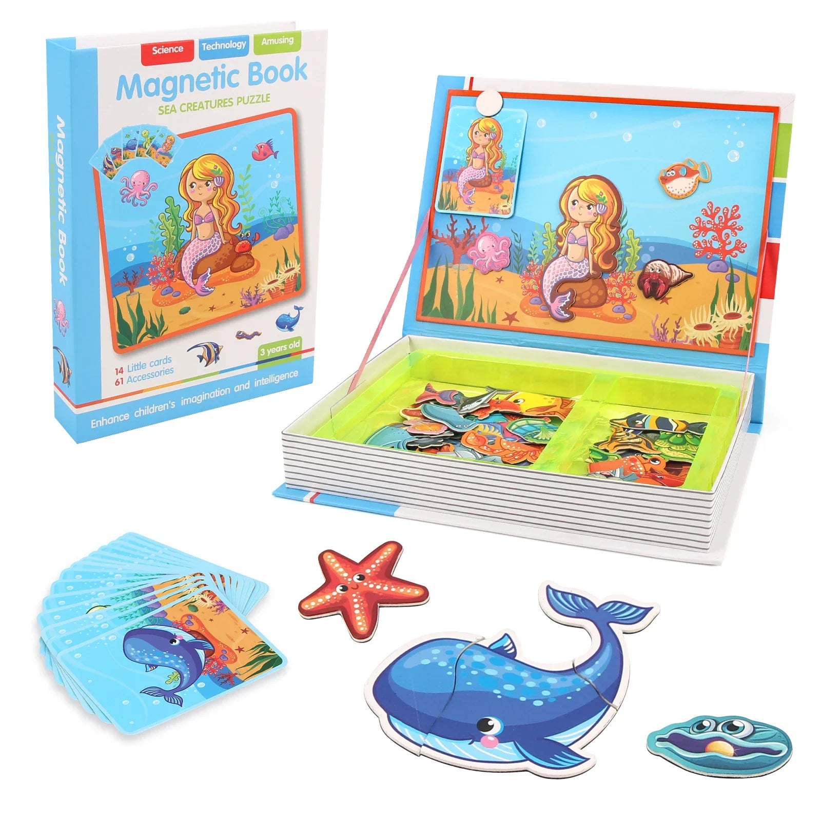 Perfecsy 3D Magnetic Puzzle Book sea creatures with colorful cards on Tampa Home & Garden Store