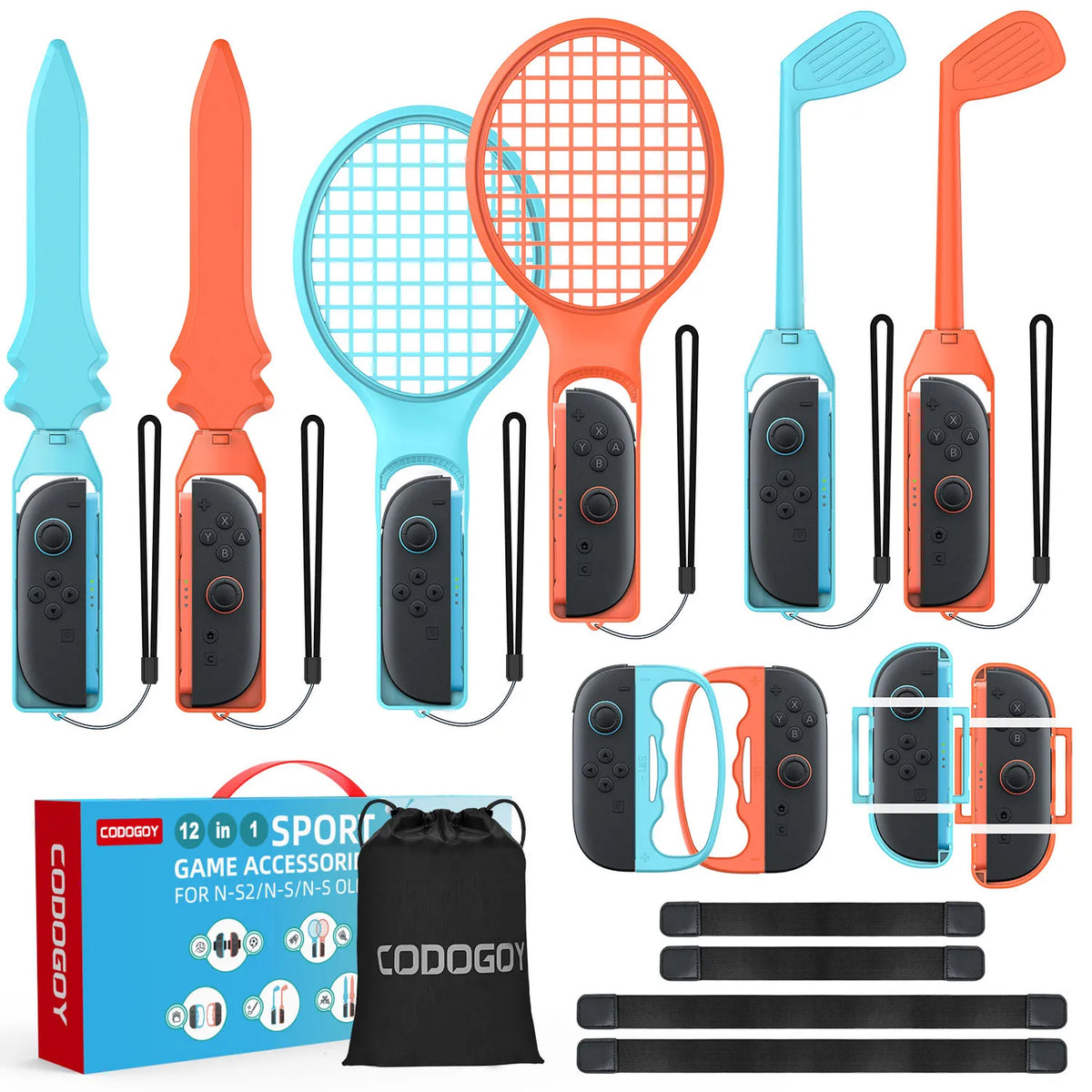 10 in 1 Switch OLED sports kit blue orange controller shells and rackets by FLIPSTYLEZLLC on Tampa Home & Garden Store