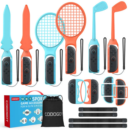 10 in 1 Switch OLED sports kit blue orange controller shells and rackets by FLIPSTYLEZLLC on Tampa Home & Garden Store