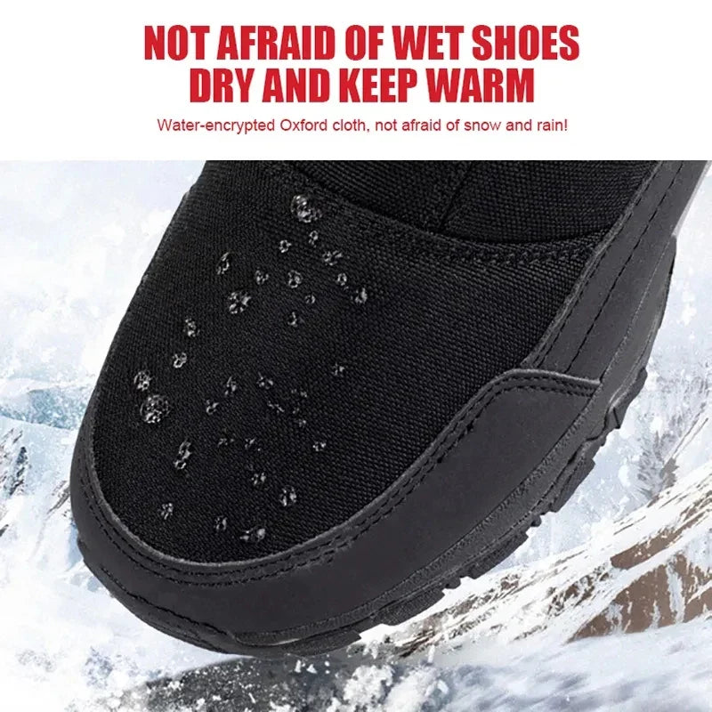 Men's Winter Waterproof Snow Boots by UpTrend Deals, black fabric upper with rugged sole on Tampa Home & Garden Store