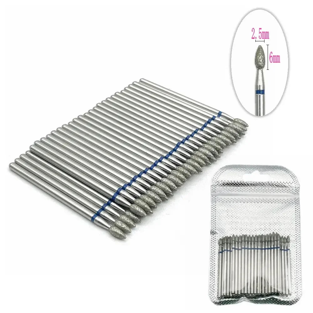 Silcy Skin 50pc diamond nail drill bit set for manicure with silver diamond-coated cuticle bits on Tampa Home & Garden Store