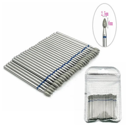 Silcy Skin 50pc diamond nail drill bit set for manicure with silver diamond-coated cuticle bits on Tampa Home & Garden Store