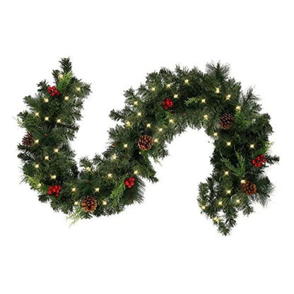 two-piece Perfecsy rattan Christmas garland with red berries and pinecones on Tampa Home & Garden Store