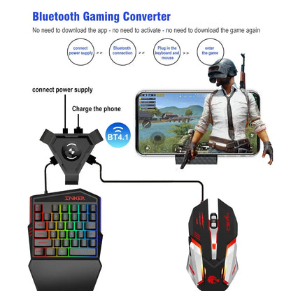 Wired backlit gaming keyboard and one-handed mouse with Bluetooth converter FLIPSTYLEZLLC on Tampa Home & Garden Store