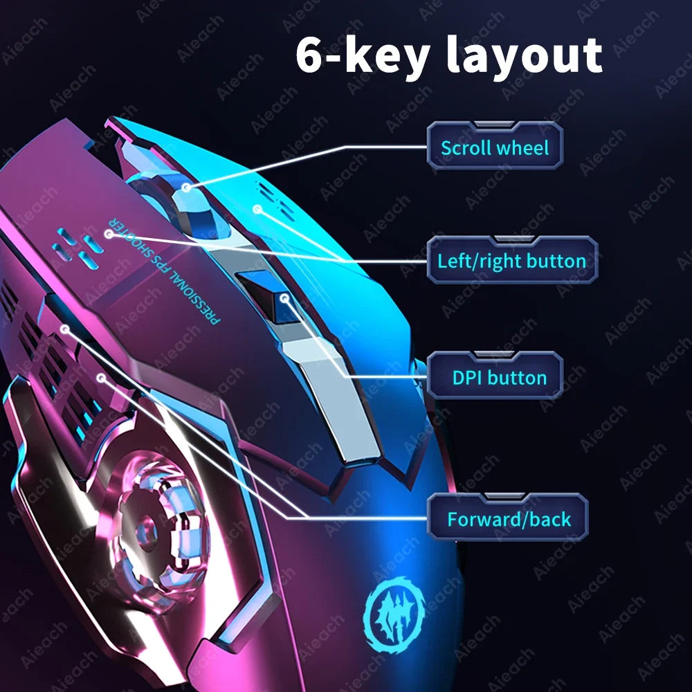 Wireless Bluetooth Gaming Mouse by FLIPSTYLEZLLC, RGB backlight, ergonomic 6-key layout on Tampa Home & Garden Store