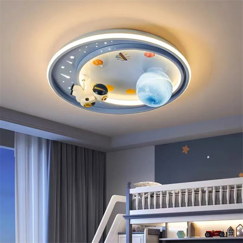 DecorBites Kids Moon Astronaut LED Ceiling Light blue pink carton theme on Tampa Home & Garden Store