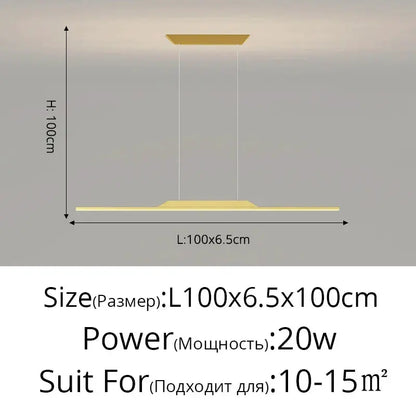 DecorBites LED pendant lamp minimalist hanging light, gold bar with dual suspension cables on Tampa Home & Garden Store