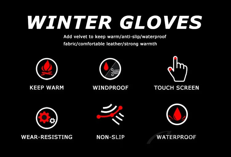 Warm Winter Windproof Waterproof Touch Screen Gloves by BikerZoneZ, Motorcycle Gloves on Tampa Home & Garden Store