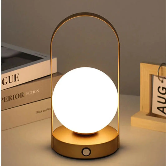 Portable Metal Table Lamp Rechargeable Dimmable 3 Color LED Bedside Desk Light - Tampa Home & Garden Store