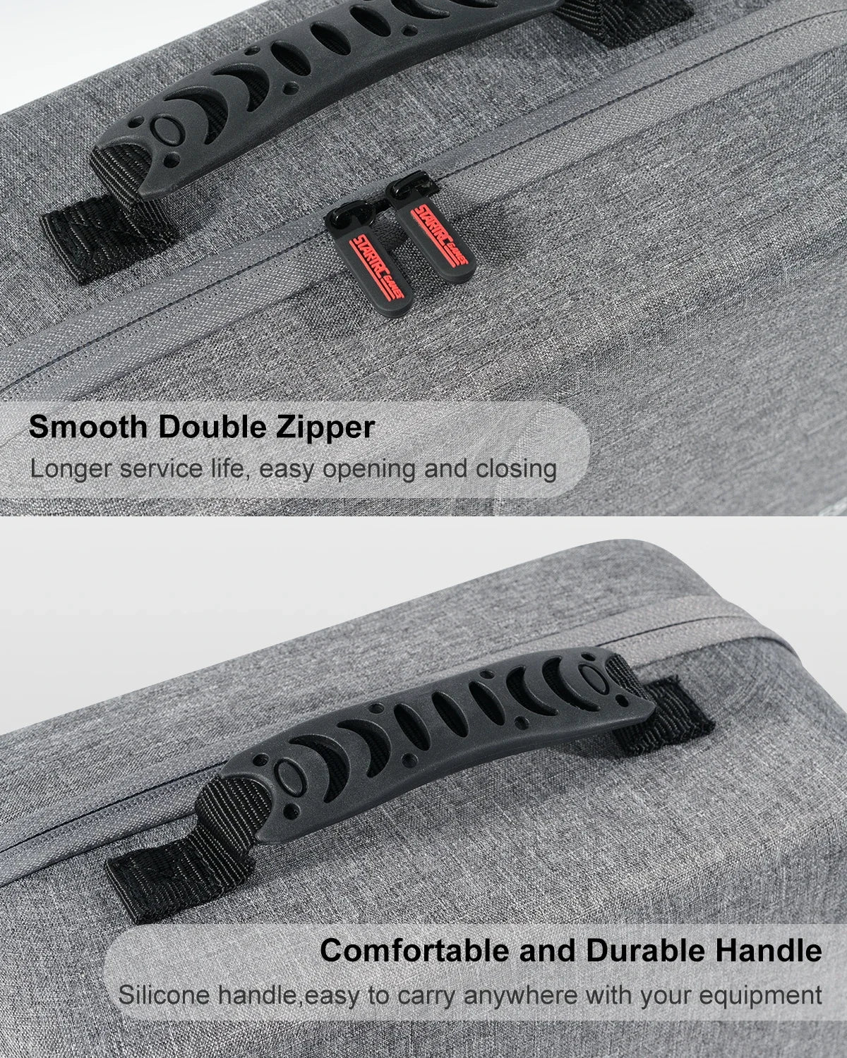 Switch 2 travel case by FLIPSTYLEZLLC, gray fabric carrying case with black silicone handle and dual zippers on Tampa Home & Garden Store