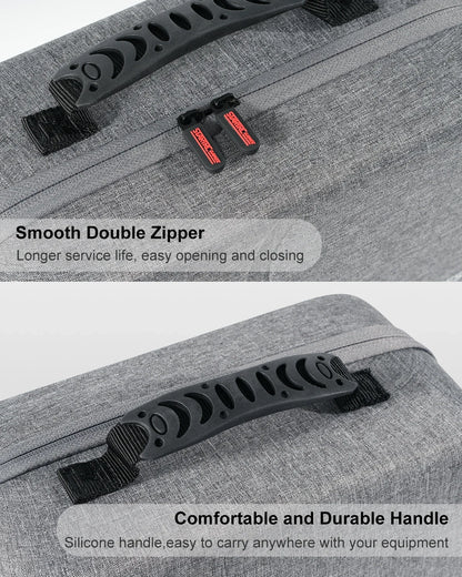 Switch 2 travel case by FLIPSTYLEZLLC, gray fabric carrying case with black silicone handle and dual zippers on Tampa Home & Garden Store