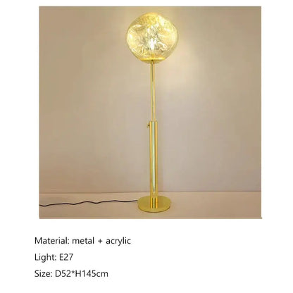 DecorBites LED lava floor lamp with gold metal stand and glass globe on Tampa Home & Garden Store