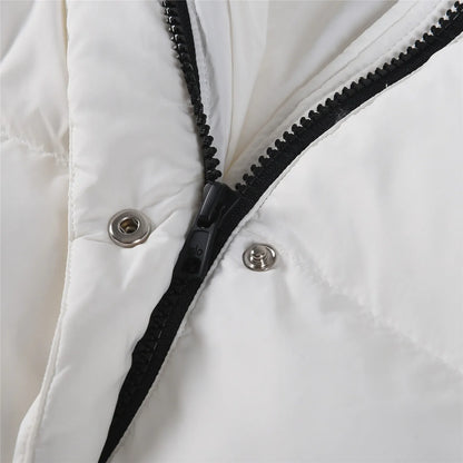 White hooded padded winter jacket for women by UpTrend Deals with zipper and snaps on Tampa Home & Garden Store