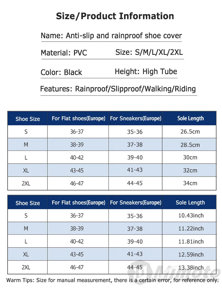Motorcycle Shoe Cover BikerZoneZ, black PVC anti-slip rainproof cover on Tampa Home & Garden Store