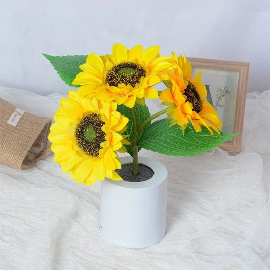 3 LED Sunflower Night Light Rechargeable Table Lamp Bedroom Bedside Decor Lamp - Tampa Home & Garden Store