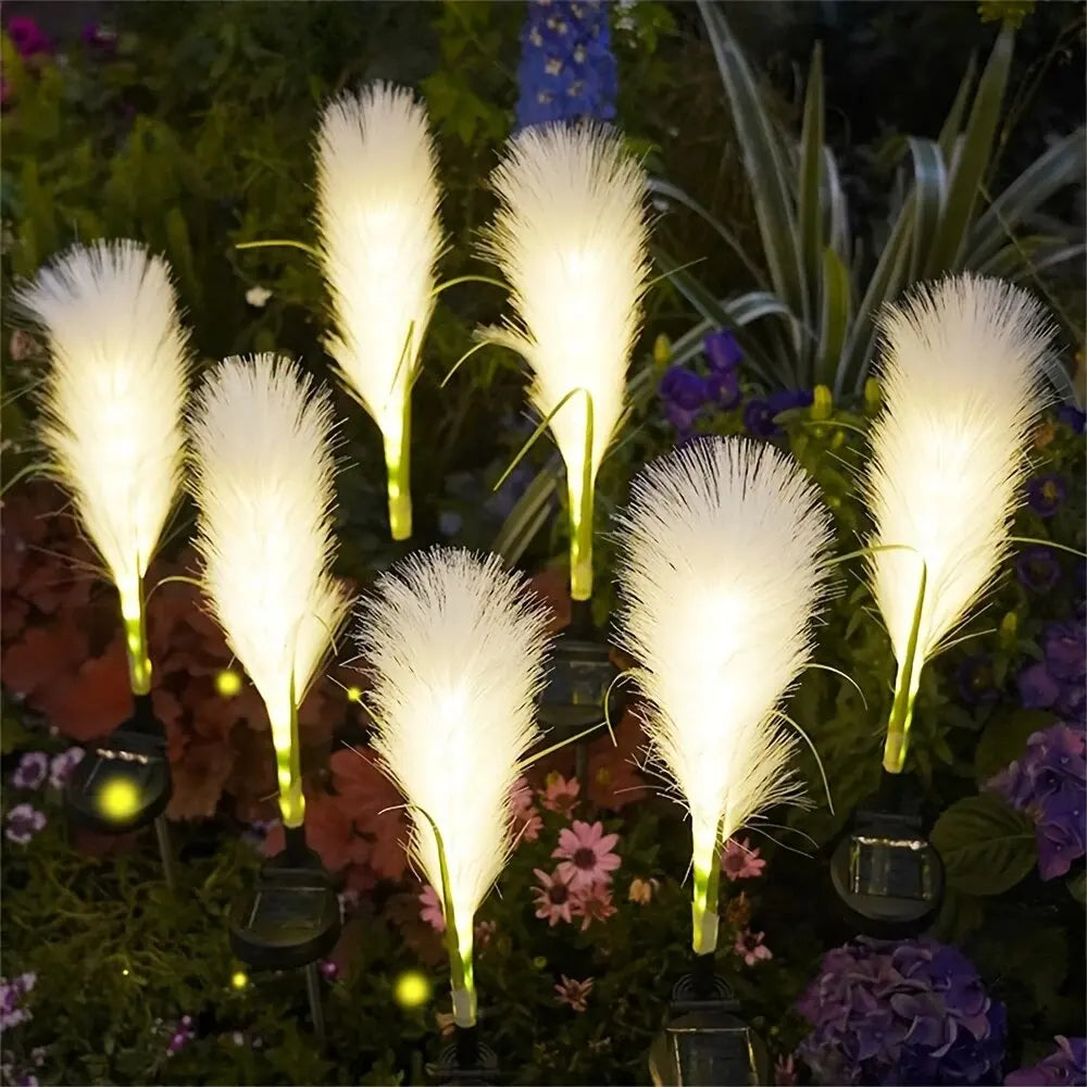 LED solar reed lawn lamps by Perfecsy, 8-pack, warm white glow for garden pathway on Tampa Home & Garden Store