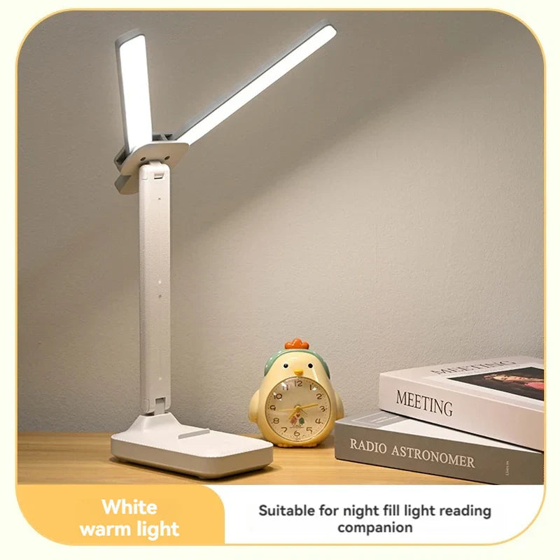 Dual Head LED Desk Lamp | USB Rechargeable Foldable Dimmable Study Reading Light