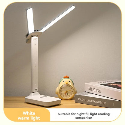 Dual Head LED Desk Lamp | USB Rechargeable Foldable Dimmable Study Reading Light