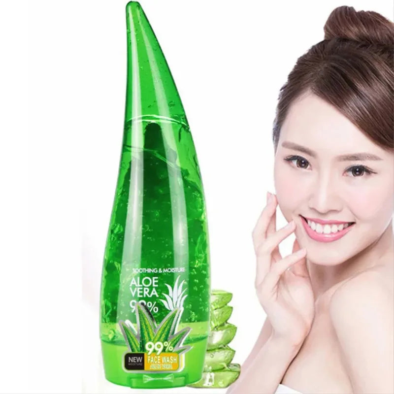 Silcy Skin 260ml Aloe Vera Gel bottle with green aloe graphic; smiling woman beside on Tampa Home & Garden Store