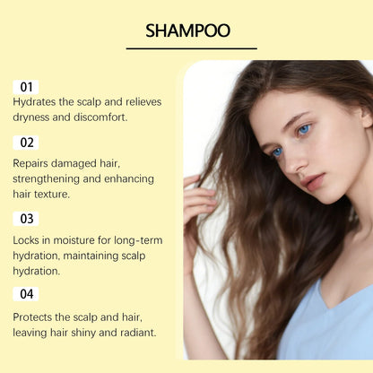 Shampoo Rosemary Hair Care by Silcy Skin infographic with model on pale yellow background on Tampa Home & Garden Store